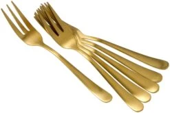 Amefa Austin 1410 Seis Tenedores De Pastelería, Oro Mate