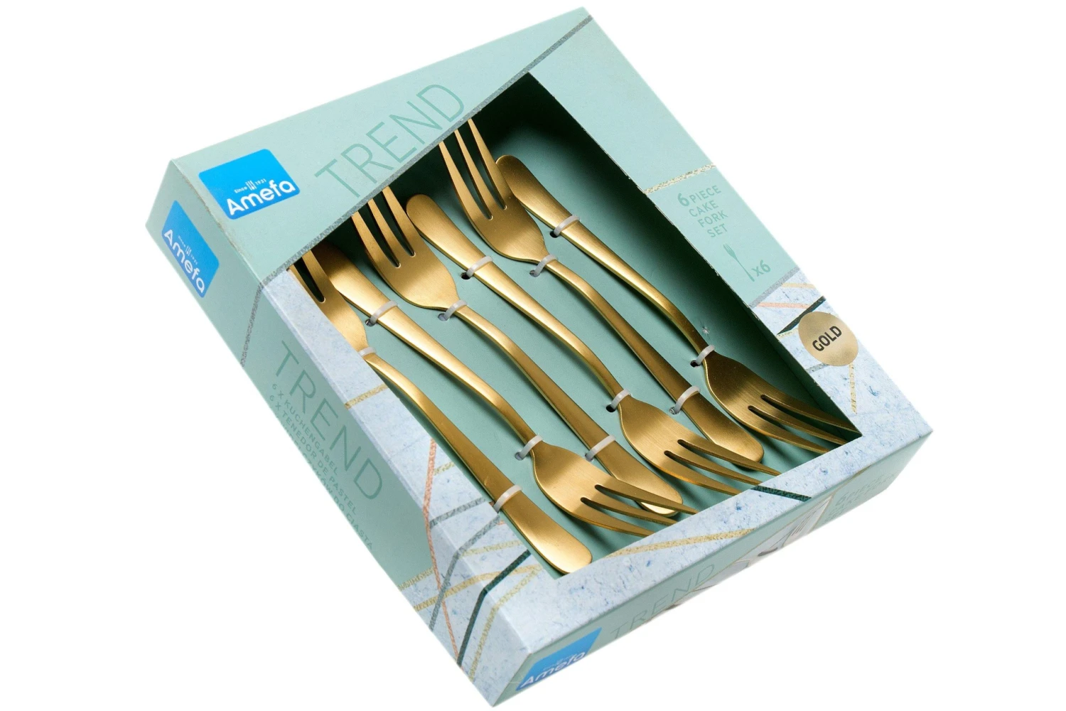 Amefa Austin 1410 Seis Tenedores De Pastelería, Oro Mate 6 Amefa Austin 1410 Seis Tenedores De Pastelería, Oro Mate - Imagen 4