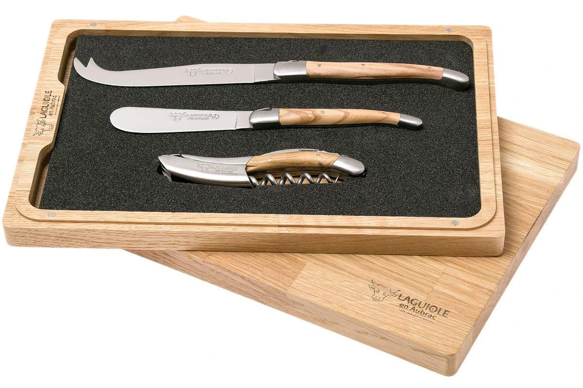 Laguiole En Aubrac Set De Cuchillos Para Vino Y Queso 3-unidades De Madera De Olivo, SFV99OLIH 6 Laguiole En Aubrac Set De Cuchillos Para Vino Y Queso 3-unidades De Madera De Olivo, SFV99OLIH - Imagen 4