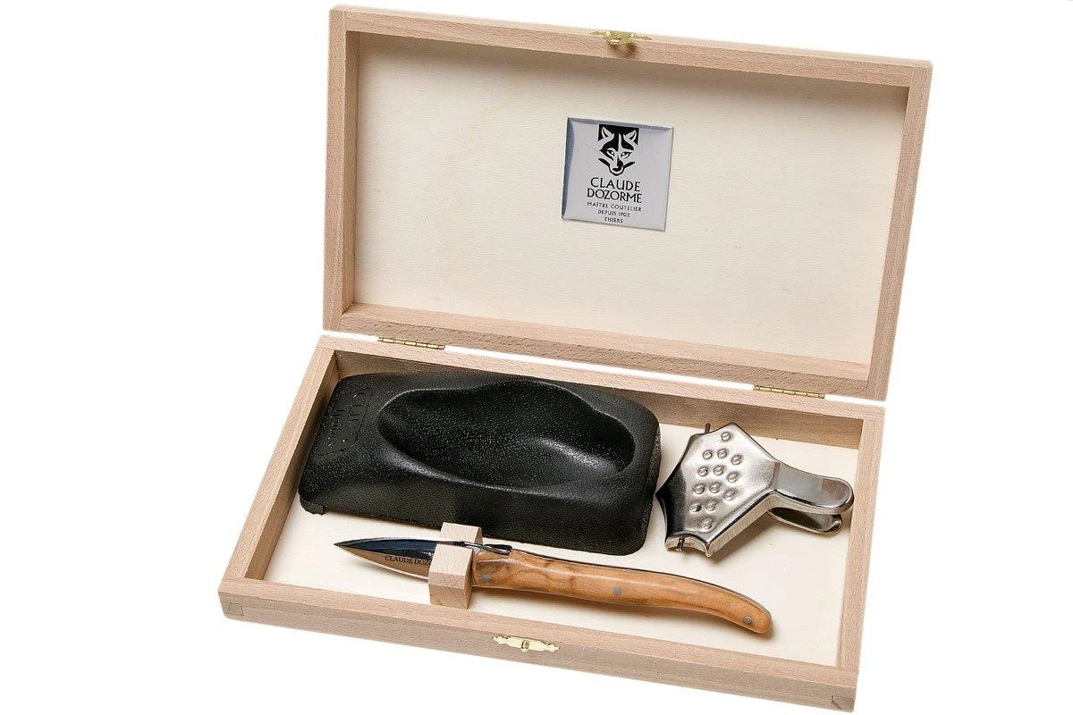 Claude Dozorme Laguiole Set Para Ostras De Madera De Olivo 3 Claude Dozorme Laguiole Set Para Ostras De Madera De Olivo