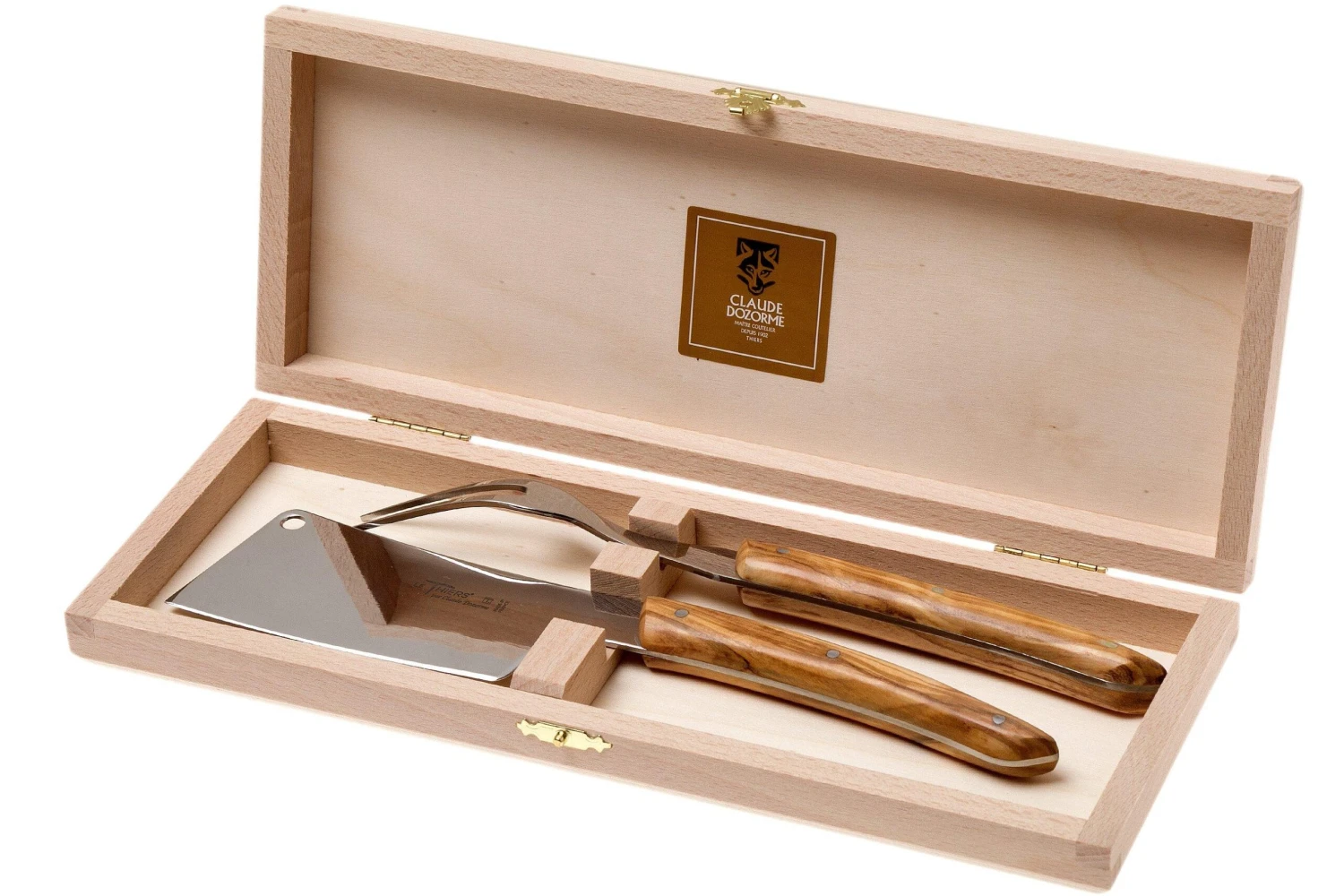 Claude Dozorme Set De Cuchillos Para Quesos Blandos, Madera De Olivo 3 Claude Dozorme Set De Cuchillos Para Quesos Blandos, Madera De Olivo