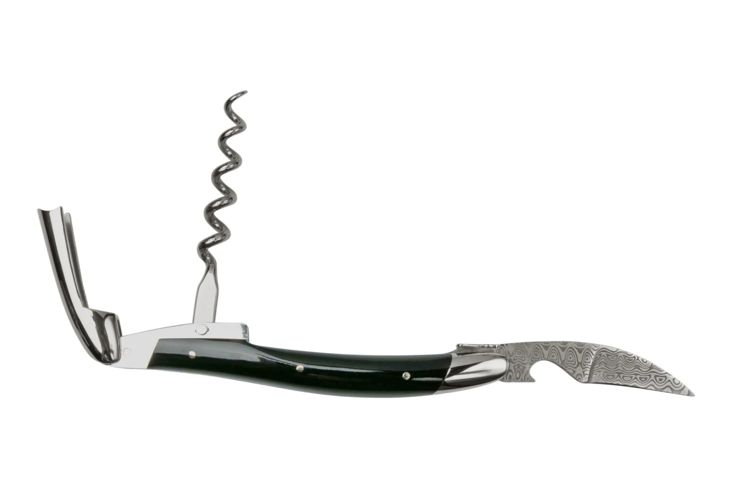 Forge De Laguiole SOMBF Sacacorchos De Camarero Con Funda, Damasco, Cuerno De Búfalo 4 Forge De Laguiole SOMBF Sacacorchos De Camarero Con Funda, Damasco, Cuerno De Búfalo - Imagen 2