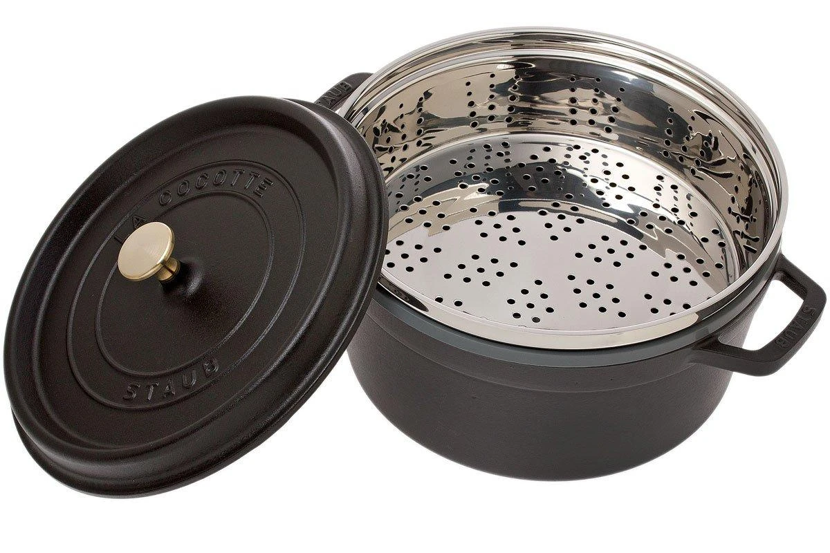 Staub Cocotte - Cocotte 26cm, 5,2L, Negro Con Bandeja De Vapor 4 Staub Cocotte - Cocotte 26cm, 5,2L, Negro Con Bandeja De Vapor - Imagen 2
