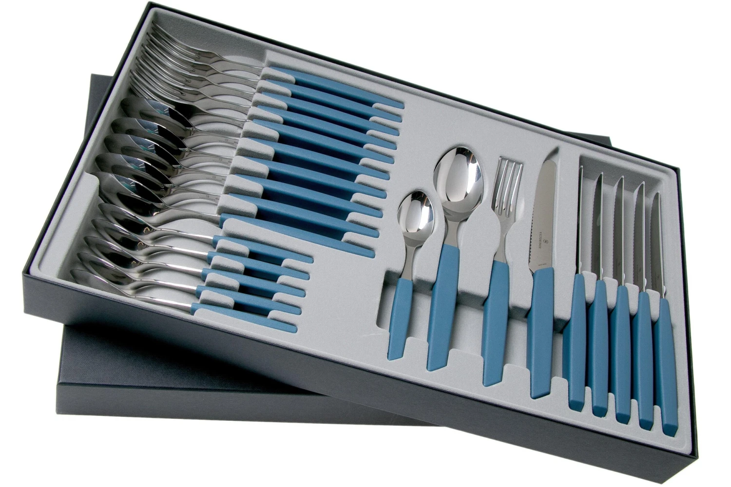Victorinox Swiss Modern 6.9096.11W2.24, Set De Cubiertos De 24 Piezas Con Cuchillo De Tomate, Azul 4 Victorinox Swiss Modern 6.9096.11W2.24, Set De Cubiertos De 24 Piezas Con Cuchillo De Tomate, Azul - Imagen 2